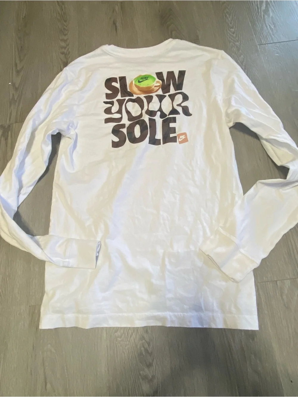 Nike White Long-Sleeve Crewneck Shirt With Back Graphic